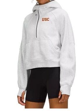 USC Trojans Women's lululemon White Scuba Oversized 1/2 Zip Hoodie XL/XXL $150